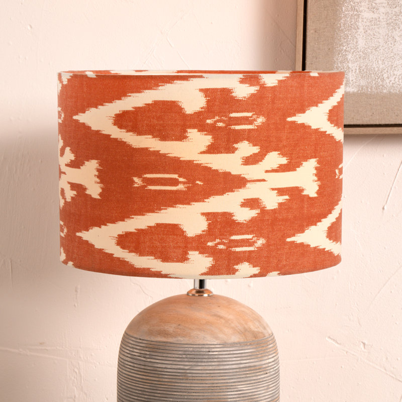 Cotton Drum Lamp Shade ( Uno ), Orange, 27cm H x 40cm W x  40cm D