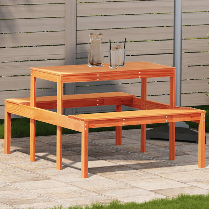 Coshocton Rectangular Outdoor Picnic Table , 110cm cm W 134cm cm D, Wax Brown