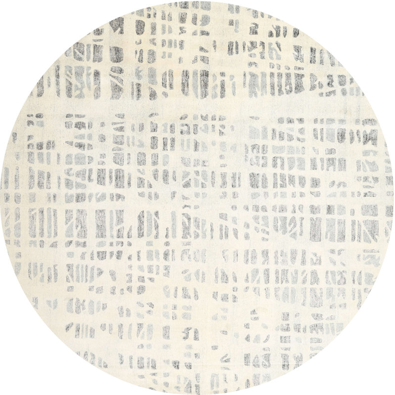Tapis contemporain brun / beige, Rond 3 pi