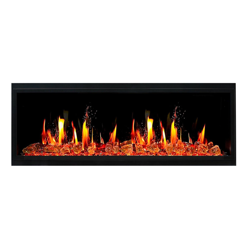 Litedeer Latitude 55" Smart Built-In Electric Fireplace (ZEF55VA) Ultra-Slim Linear Wall Fireplace with WiFi App, Multi-Color Flame, Driftwood Logs, Reflective Amber Glass & 1500W Heater