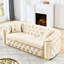 90,6 pouces velours beige, 3 places avec 2 coussins, accents en acier inoxydable doré, canapé de luxe moderne, beige, style-277068146