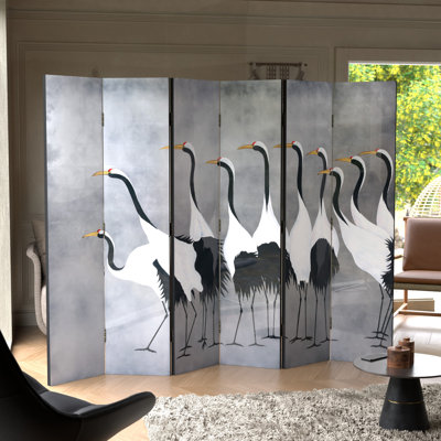 Cranes On Silver Room Divider