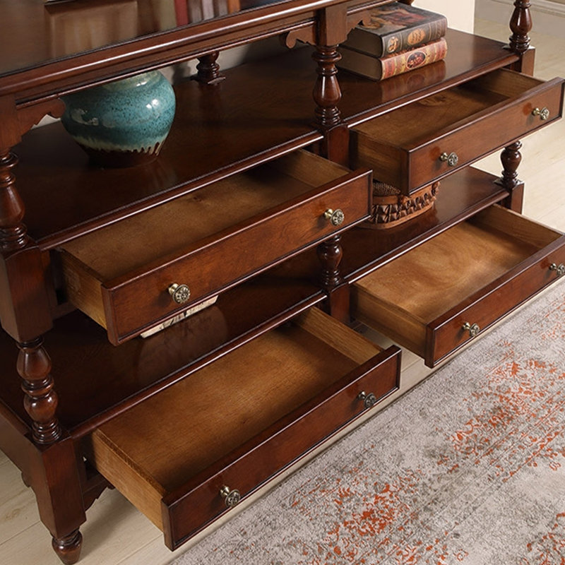 Console en cerisier massif et bois manufacturé, H 33,46 po x l 47,24 po x P 17,72 po