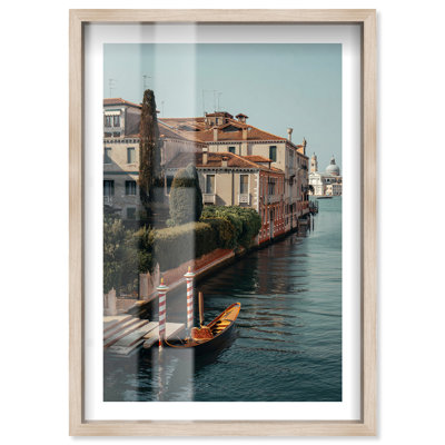 Canaletto Calm Shadowbox Print Travel Art Prints by Notoriart, Blonde Frame, 11 x 16