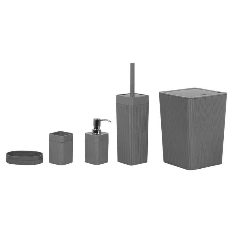 5 Piece Nuro Bathroom Accessory Set, Grey