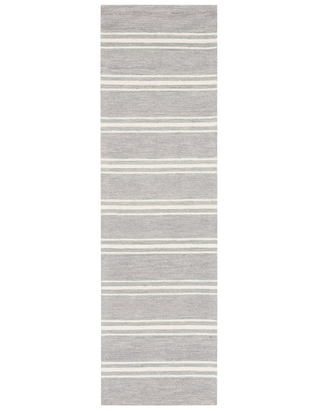 Masaitis Hand Tufted Wool And Cotton With Latex Striped Rug, Runner 2'3" x 8'