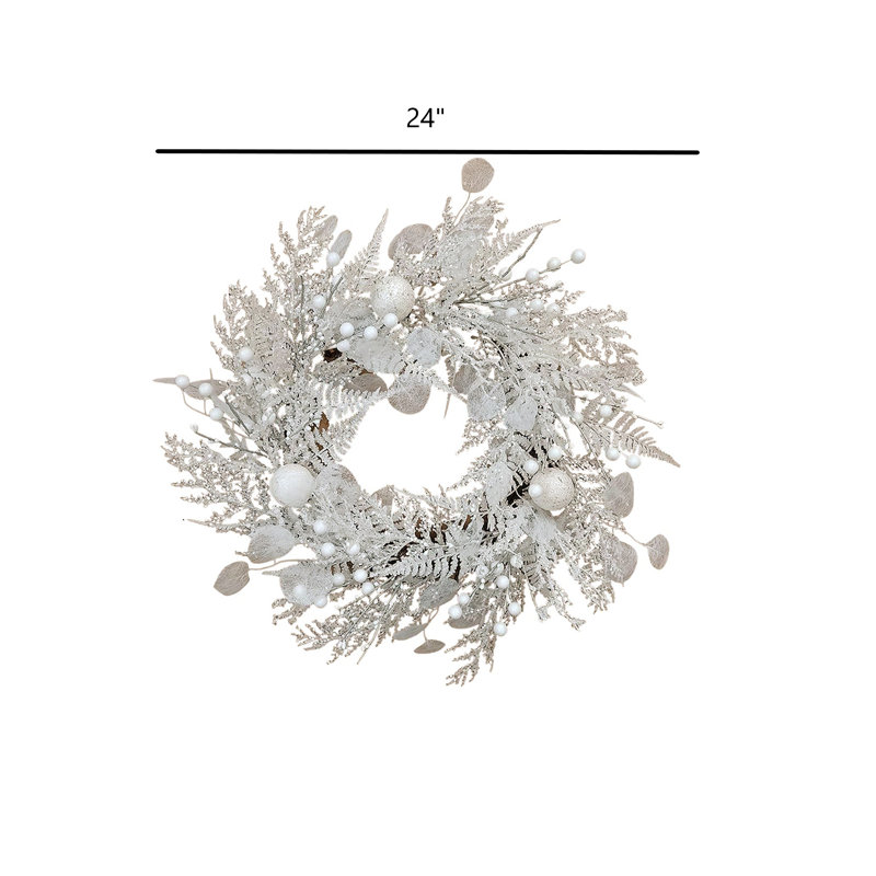 Kurt Adler 24-Inch Un-Lit Decorated White Rattan Wreath