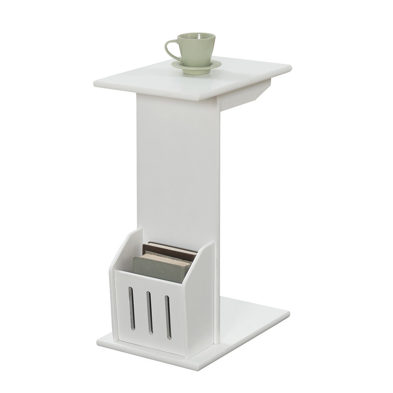 Edwin 24" Tall C End Table with Magazine Holder, White