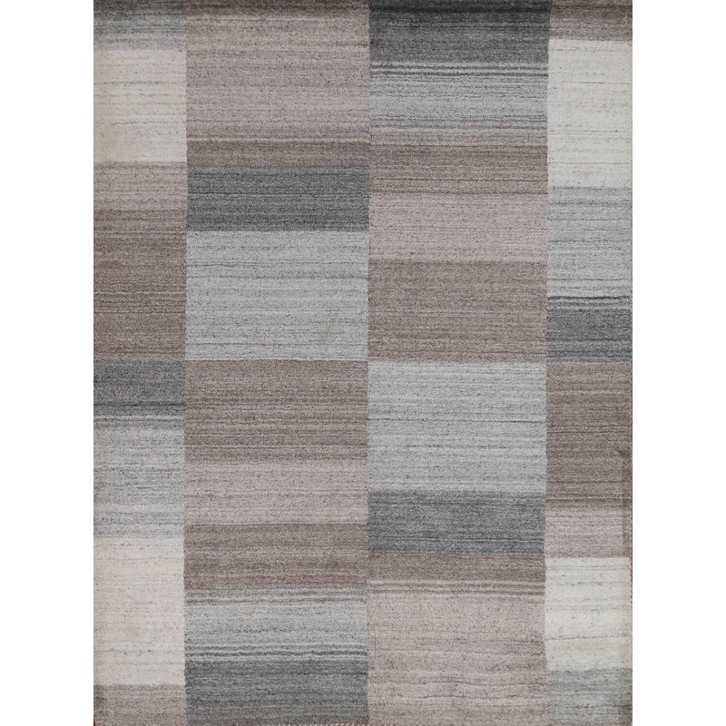 Tapis oriental à carreaux Gabbeh noué à la main 5 x 7