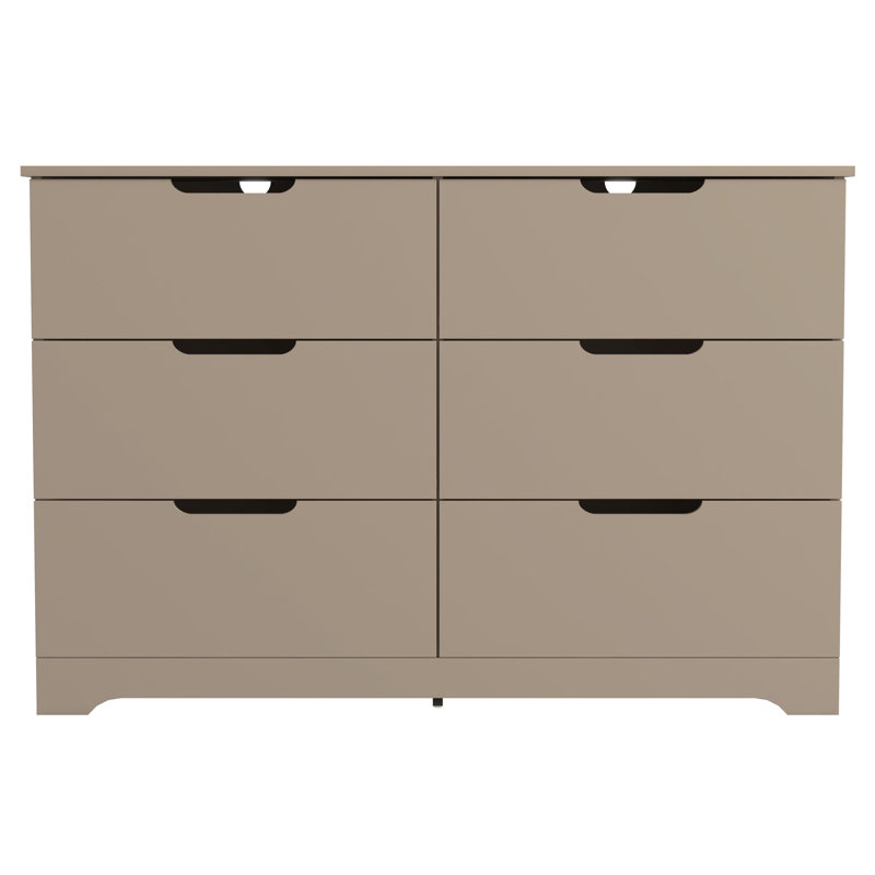 Aroob 6 Drawer Dresser 47.24'' W, Warm Taupe