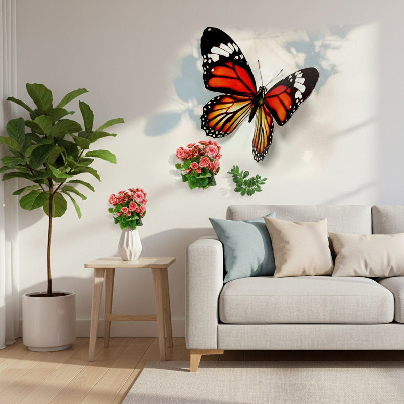 Grands papillons colorés autocollants muraux 3D ornements de papillons autocollants muraux décoratifs pour fenêtre de mariage