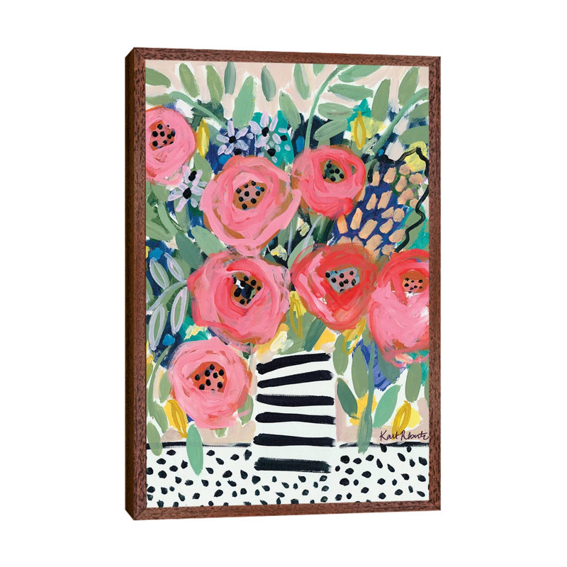 Welcome To The Party by Kait Roberts - Painting on Canvas, 66.04cm H x 45.72cm W x 3.81cm D, Classic Brown Wood Framed