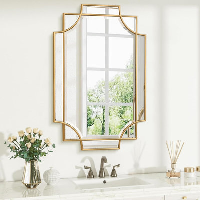  Bathroom Mirror For Wall,Rectangle Vanity Mirror, Polished Beveled Modern Decorative Mirror For Entryway, Living Room, Bedroom (Horizontal/Vertical)