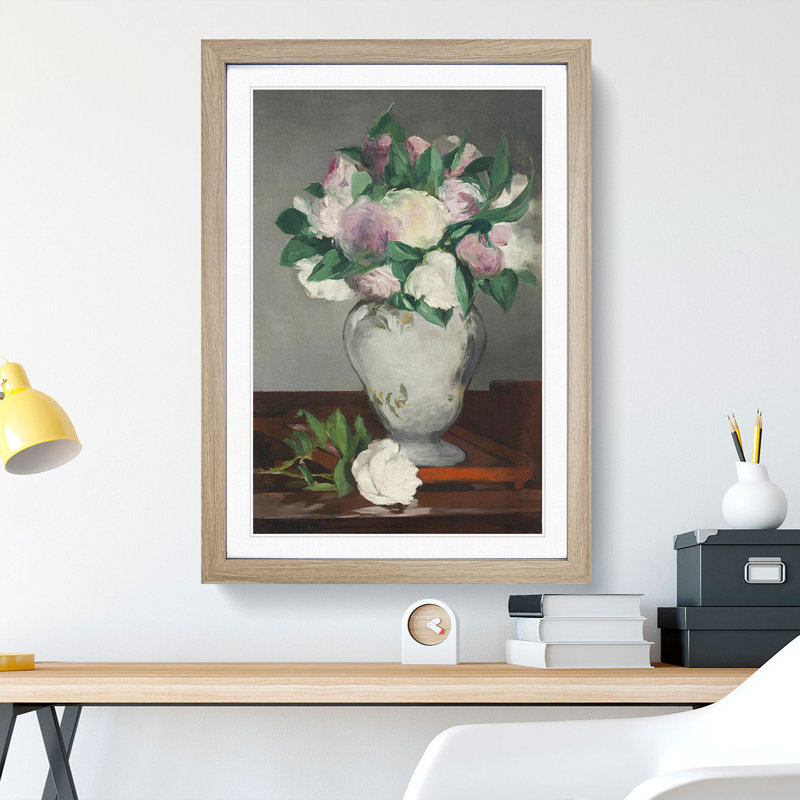 Peonies by Edouard Manet - Framed Print, 65cm H x 48cm W x 2cm D, Oak Framed