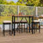 Ensemble de salle à manger d'extérieur en bois d'acacia à hauteur de bar 5 pièces avec plateau de table pliable et 4 tabourets rembourrés en osier-129131229