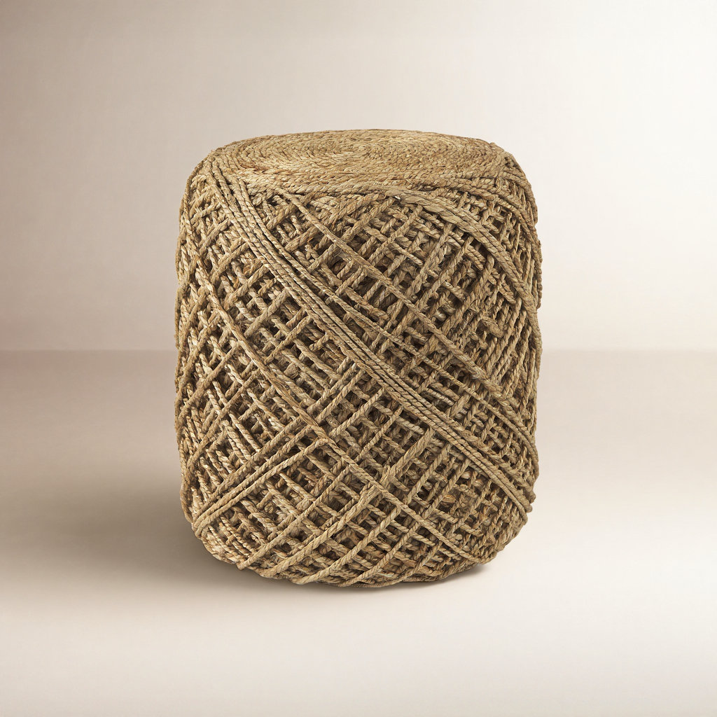 Rudolph 16" Pouffe, Light Brown