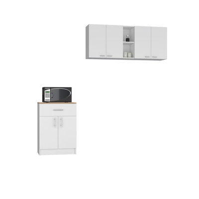 Winfield 2 Piece Kitchen Set, Pantry Cabinet + Wall Cabinet