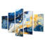 Sun Rays Ocean Blue White Gold II - Ensemble d'art mural plage et océan 5 pièces-1437682761