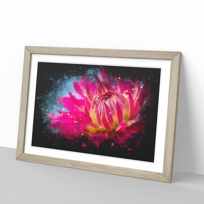 The Pink Flower - Framed Print, Oak Framed, 36cm H x 48cm W x 2cm D