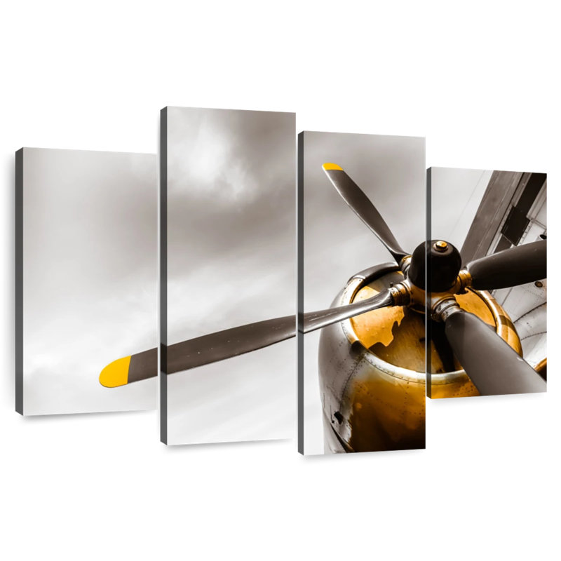 Mehar Yellow Propeller Airplane, 22" H x 36" W