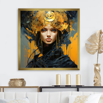 Or et noir «Queen of Gods Woman II» - art mural moderne