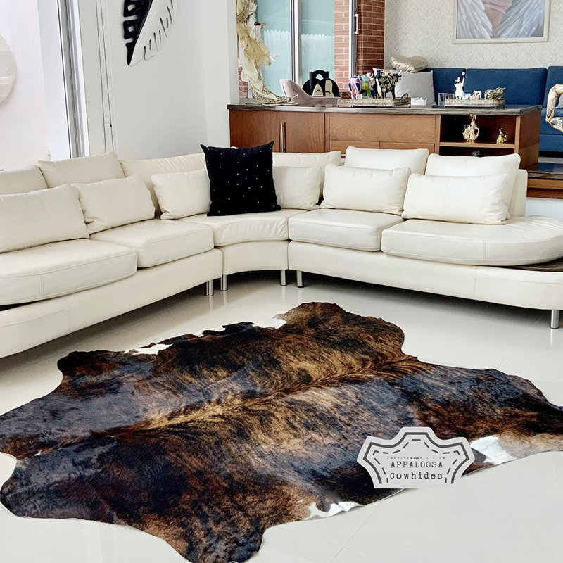 Handmade Dark Brindle Cowhide Leather Area Rug 5' x 7'
