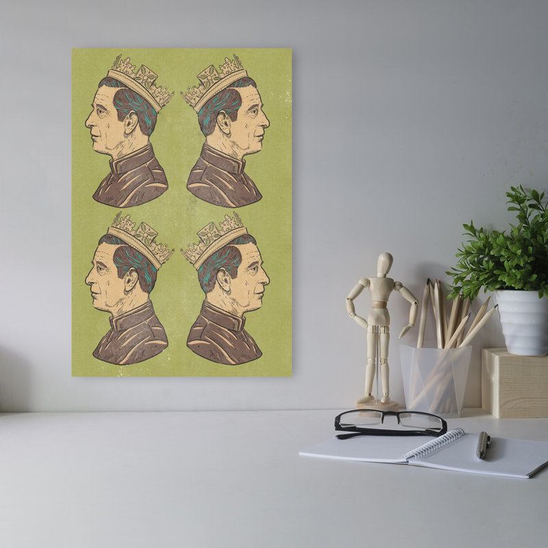 «Crowned King Profile», art mural abstrait rétro, H 18 po x l 12 po