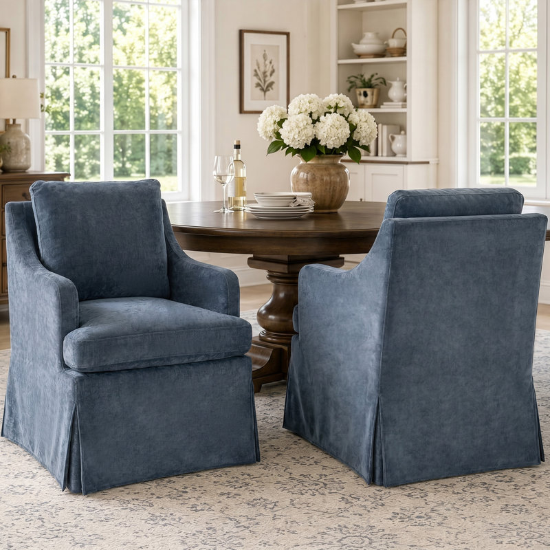 Chaises de salle à manger rembourrées Keefe, Blue, 1