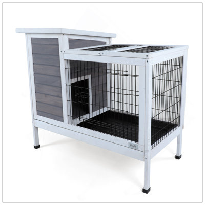 Two-Tier Wooden Rabbit Cage With Runway And Leak-Proof Tray For Indoor And Outdoor Use