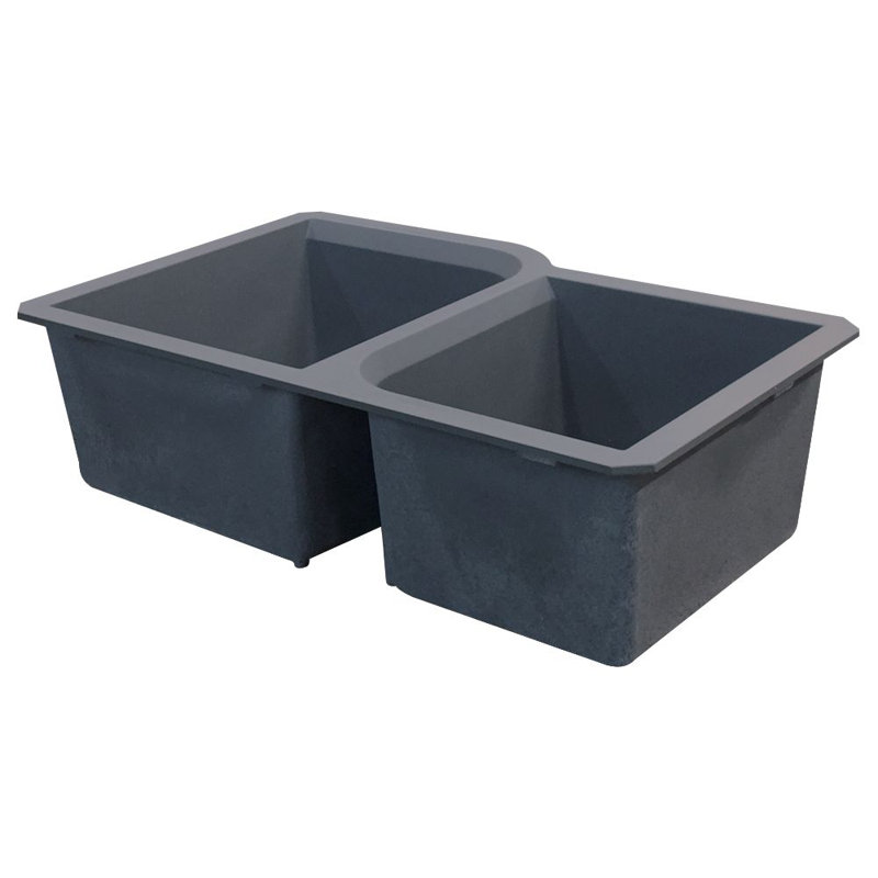 Radius 31.75'' L Double Bowl Kitchen Sink, Grey