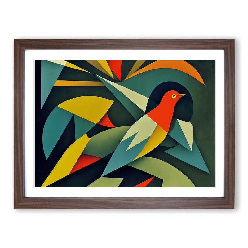 Dove Bird In Abstract Vol.2 - Single Picture Frame Print, Walnut Framed, 46cm H x 64cm W x 2cm D