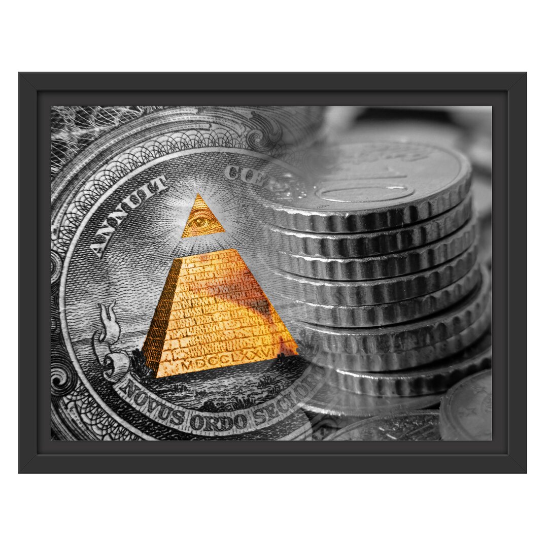 Gerahmtes Wandbild Illuminati Pyramide  Dollar