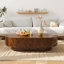 Table basse ovale moderne 43 "avec placage en bois massif