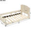 Lit de jour simple beige avec tête de lit à rayures classique captivante - Structure solide et stable en bois pour une utilisation à long terme