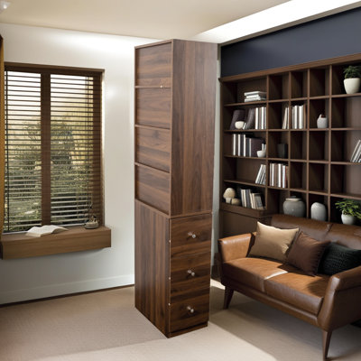 70.87" Walnut Display Cabinet - Modern Storage Bookcase with 3 Side Drawers