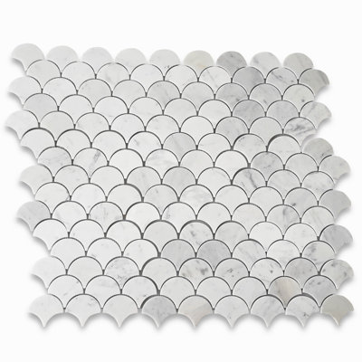 13" x 11" Marble Fish Scale Mosaic Wall & Floor Tile