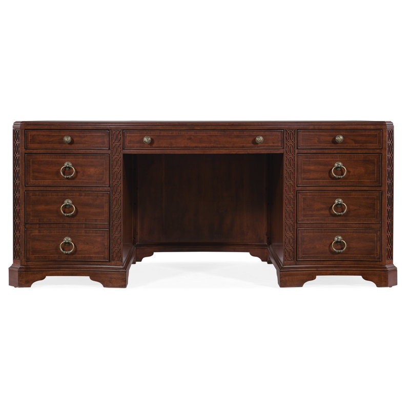Maraschino Cherry Wood Executive Desk with Filing Cabinet