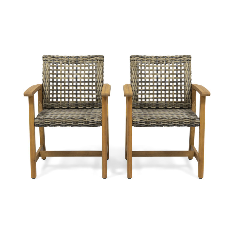 Chaise en bois et osier (ensemble de 2)