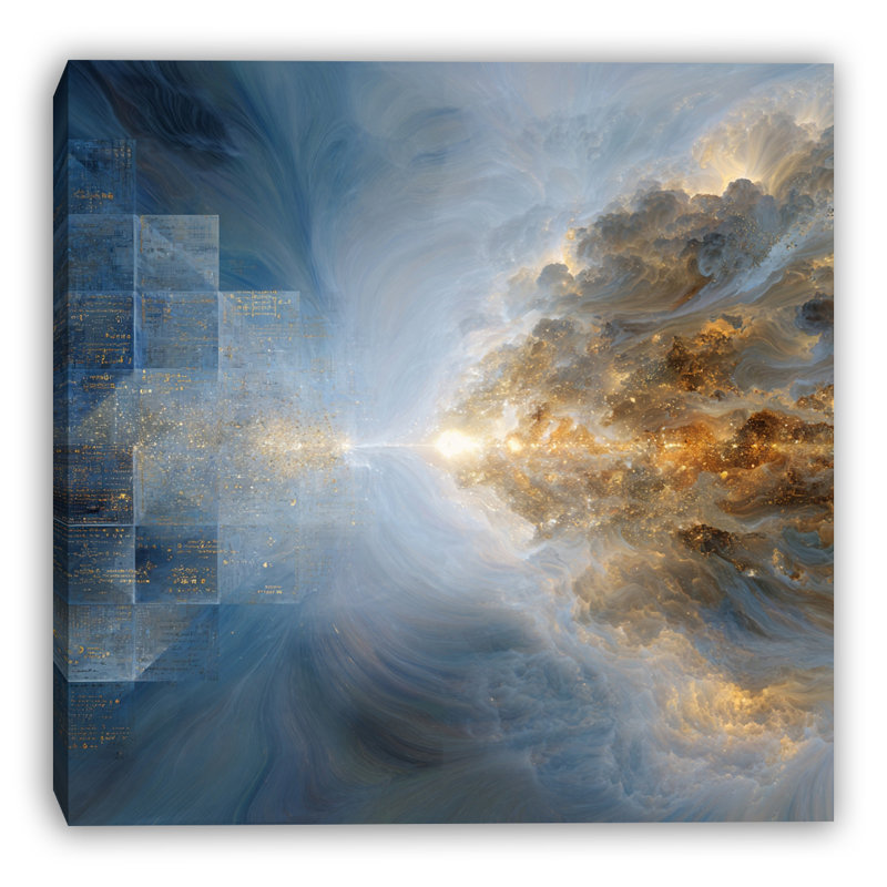 "Blueprint to sunrise", art mural sur toile, L 30 po x H 30 po x P 1,5 po