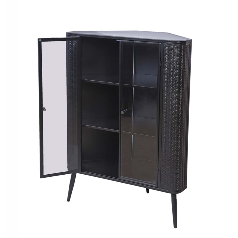 Armoire de rangement d'angle moderne à 3 niveaux avec portes en verre trempé