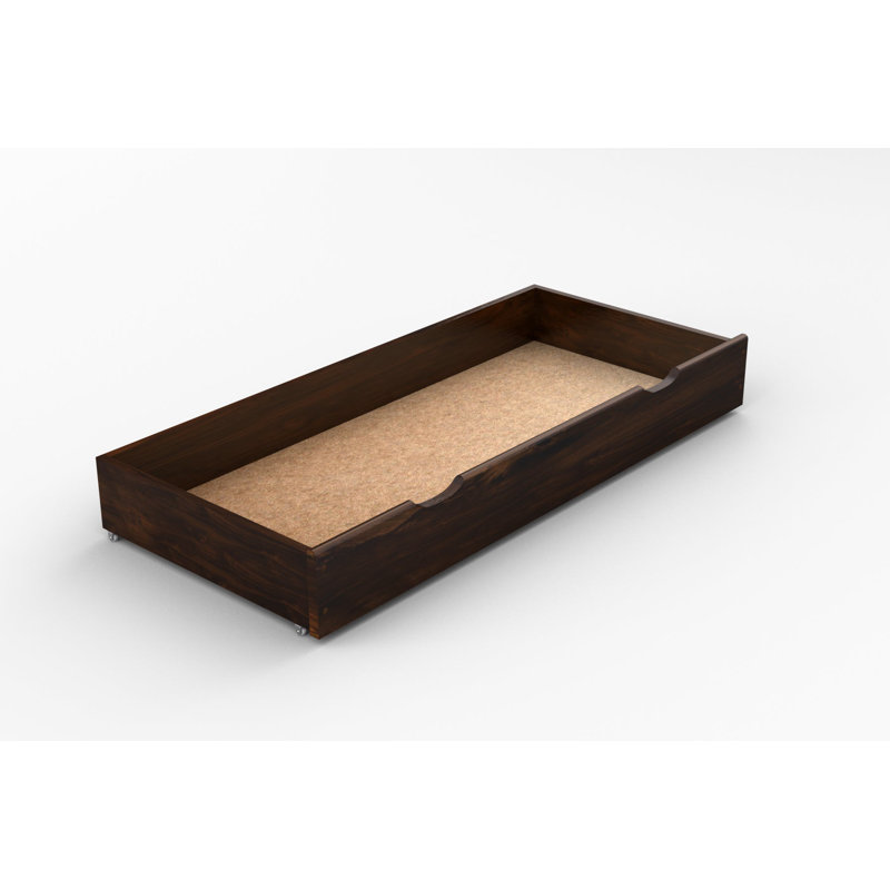 Nodax Premium Underbed Solid Wooden Drawer With Pull/Push Grooves And Castors For Easy Underbed Storage, Walnut