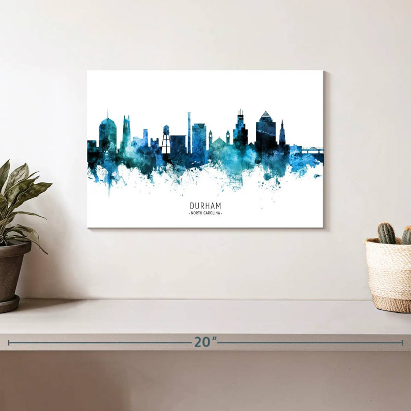 Durham North Carolina Skyline II, H 8 po x l 12 po