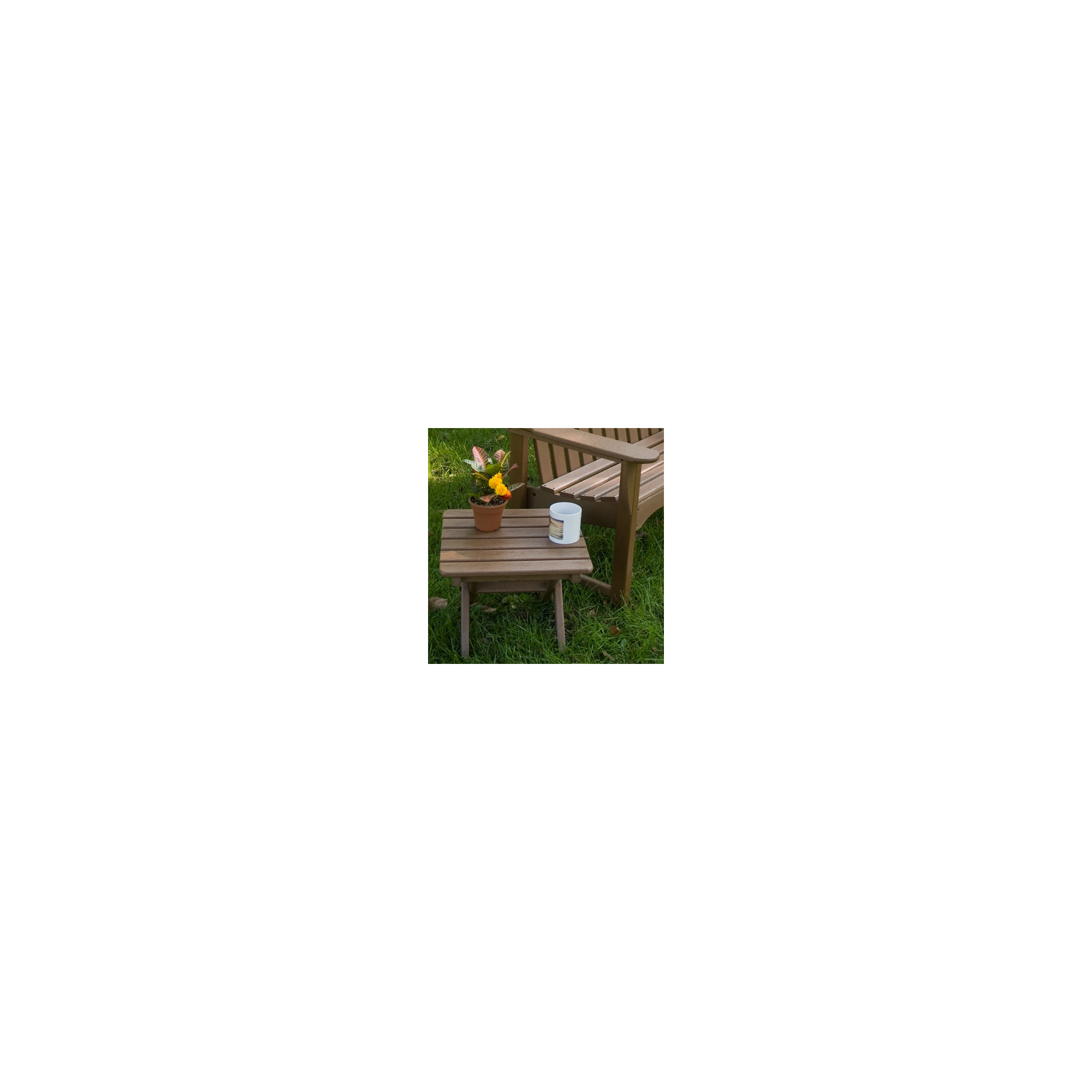 POLYWOOD Square 18" Folding Side Table, Teak