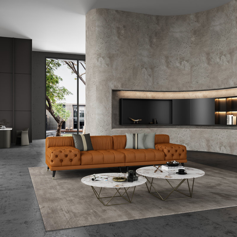 Sofa, Cognac Genuine Leather