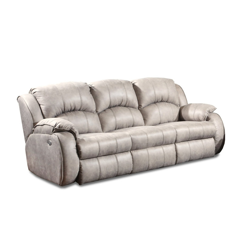 Cagney Upholstered 89'' Power Reclining Sofa, River Run Nickel Polyester