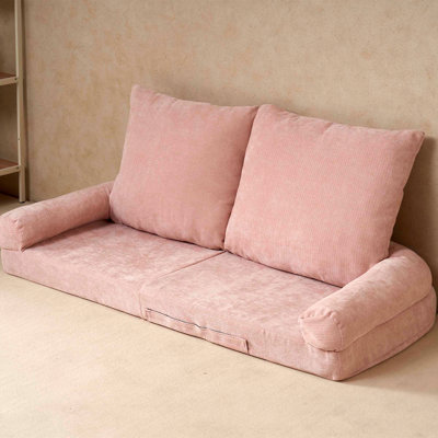 Convertible Fold-Out Single Sofa Bed,Pink,The Left Part Of The Complete Product.