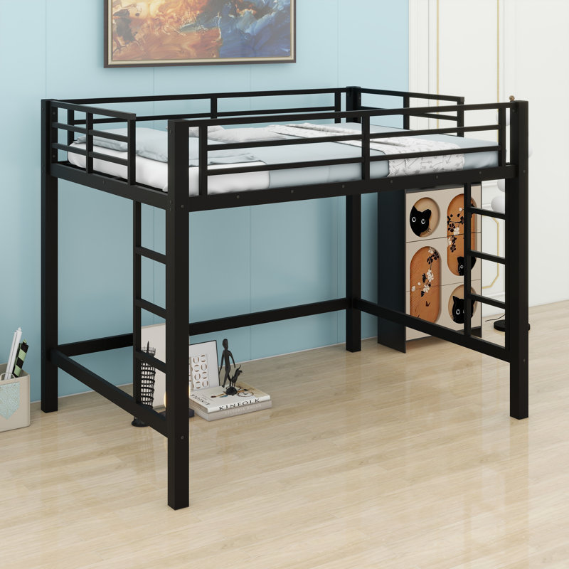 Elevated Loft Bed Featuring Simple-Climb Ladder And Protective Railings, Full