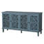 Buffet antique 60 po avec ajouré floral complexe, pieds en bois massif, tablettes réglables, accents en laiton, meuble télé 65 po pour différentes pièces, armoires bleues, espaces de vie parfaits et variés