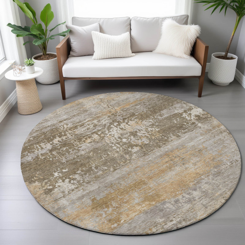Machine Washable Indoor/Outdoor Jacinto ACN2146 Abstract Rug, Round 8'