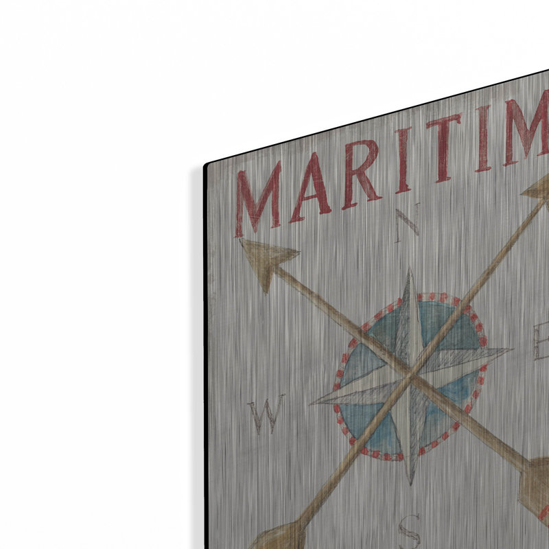 Art mural en métal Breakwater Bay «Floursack Nautical 6 Red» par Danhui Nai, H 16 po x l 16 po